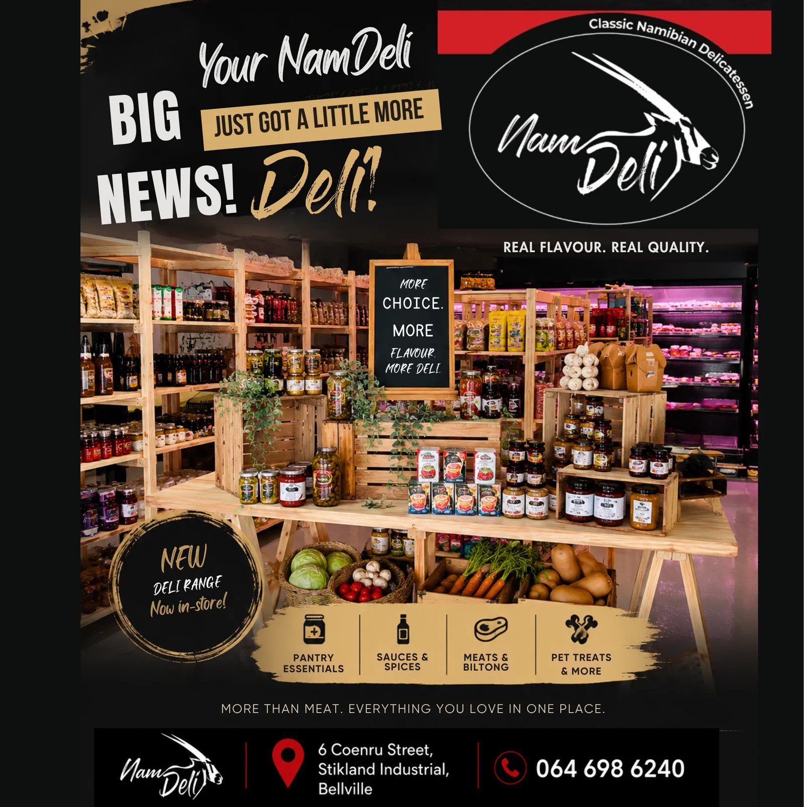 A Fresh Look at NamDeli – Same Favourites, More to Discover 1 NamDeli expanded deli range with pantry essentials, sauces, spices, preserves, meat, biltong and pet treats