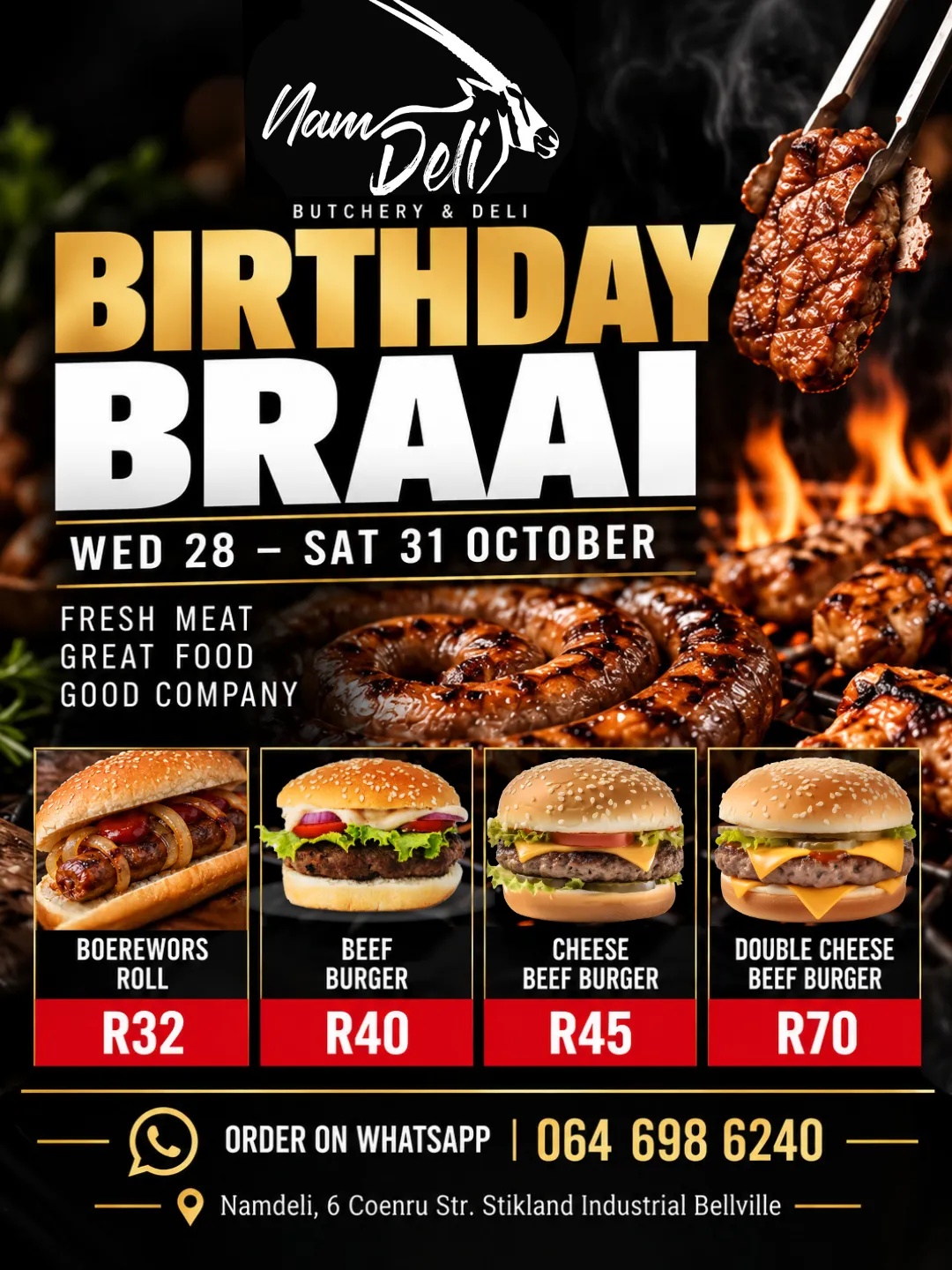 NamDeli Turns 8: Join Us for Our Birthday Braai 3 NamDeli Birthday Braai boerewors and burger specials